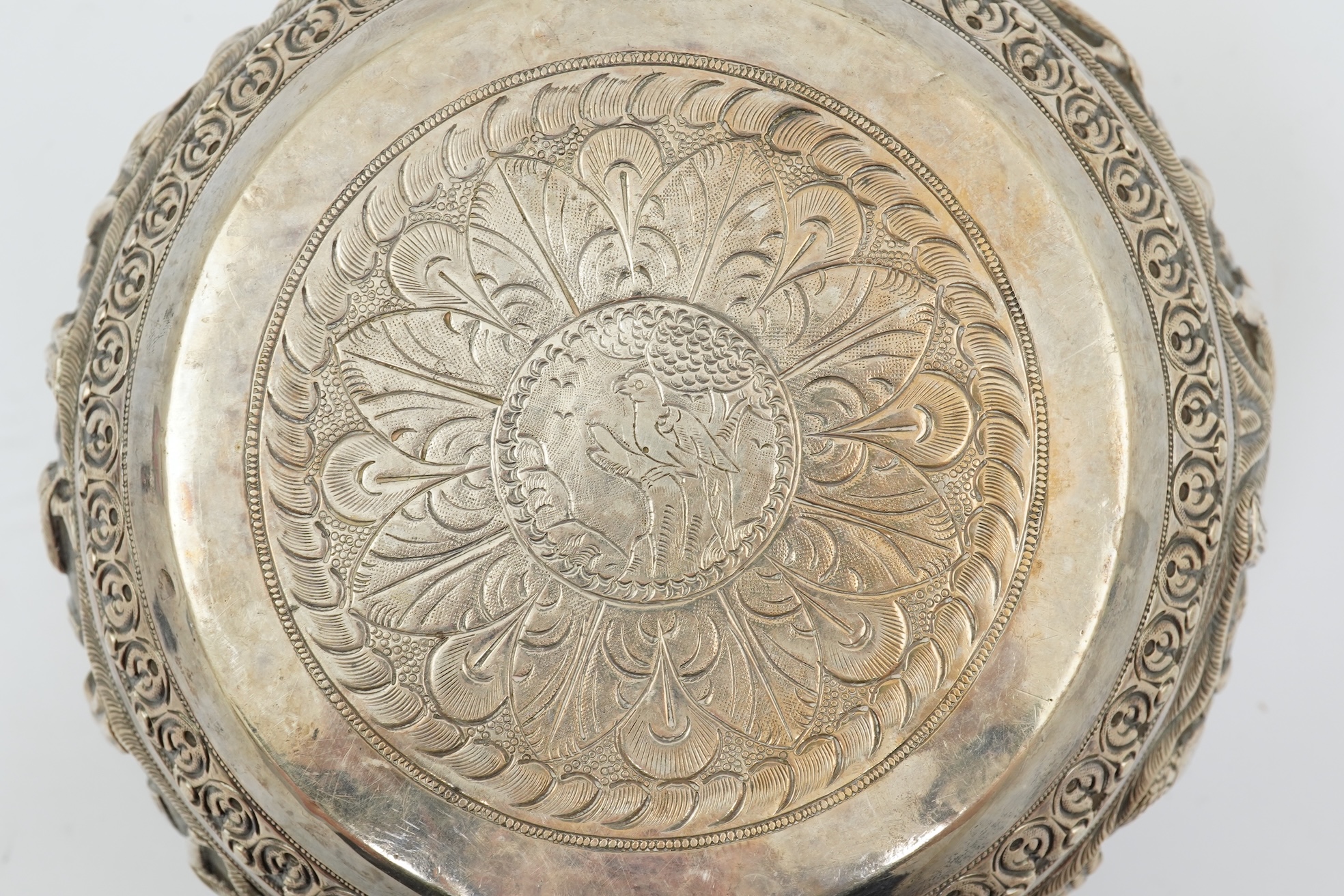 An early 20th century Burmese silver circular bowl